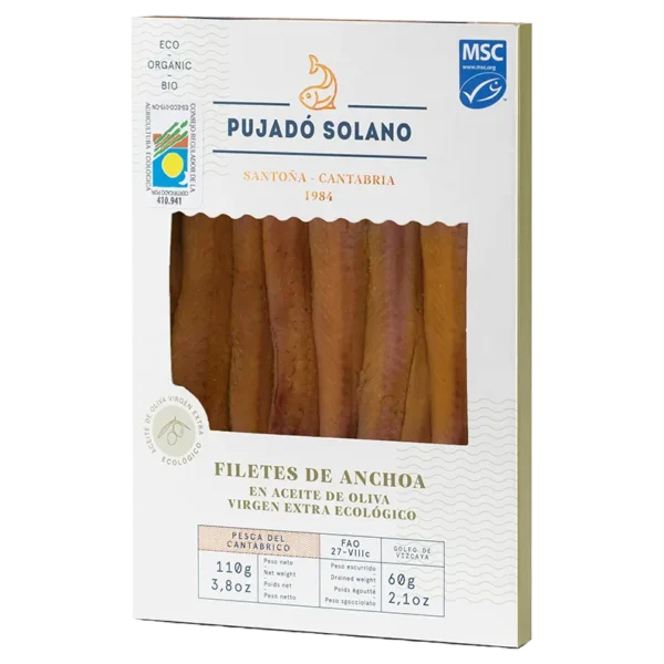 Tarrina de Anchoas del Cantábrico de Costera en Aceite de Oliva Virgen Extra Ecológico Tarrina 110 g