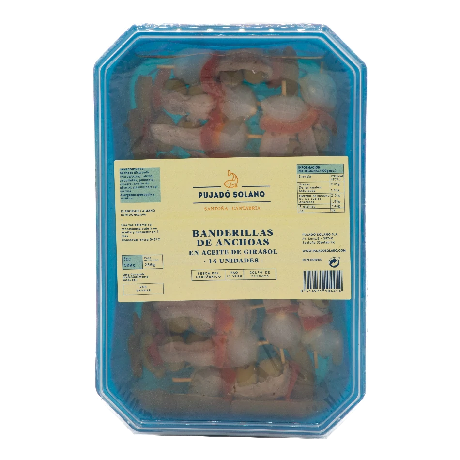 Tarrina de Banderillas de Anchoa del Cantábrico (14 Piezas, 500 g)