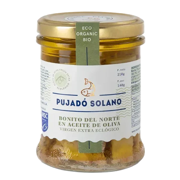 Tarro de Cristal de Bonito del Norte de Costera en Aceite de Oliva Virgen Extra Ecológico 210 g