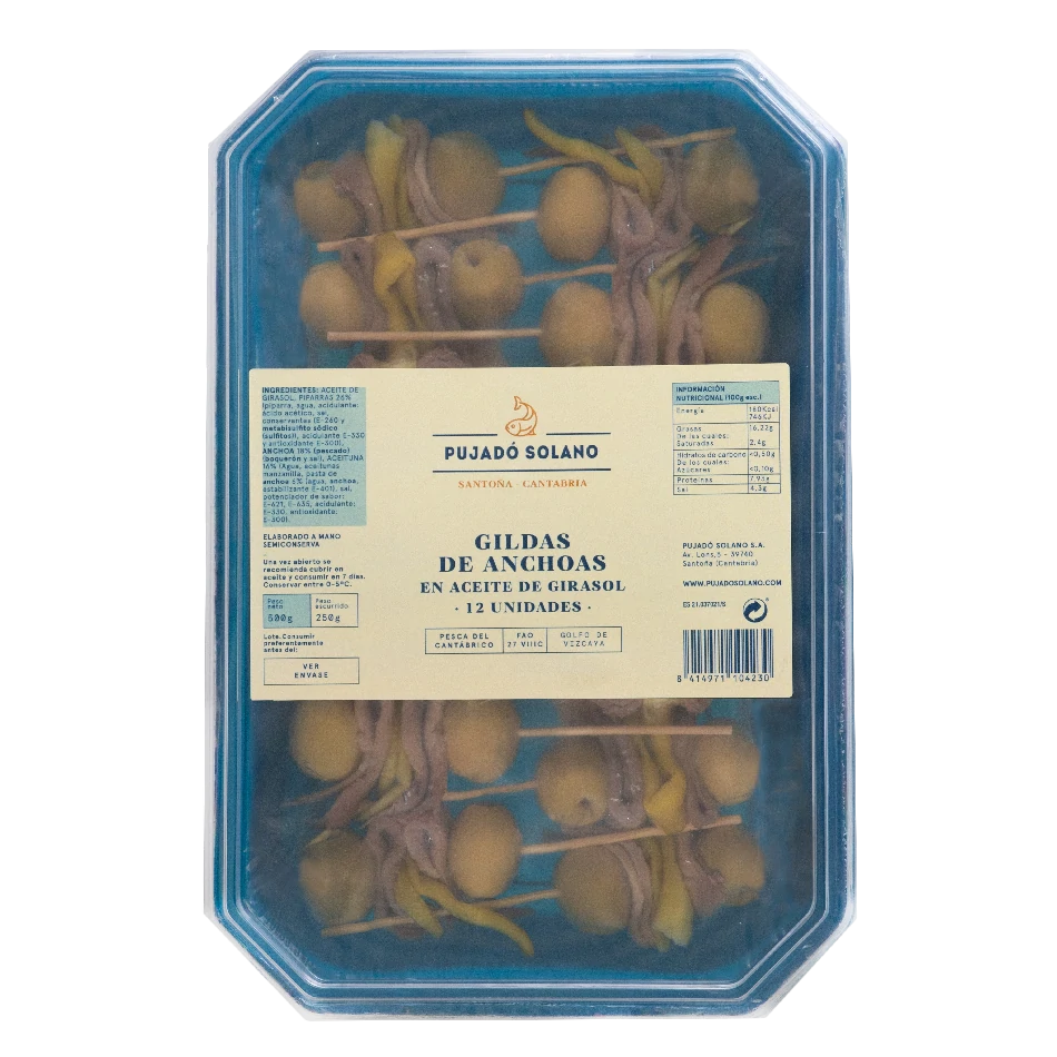 Tarrina de Gildas de Anchoa del Cantábrico (12 Piezas, 500 g)