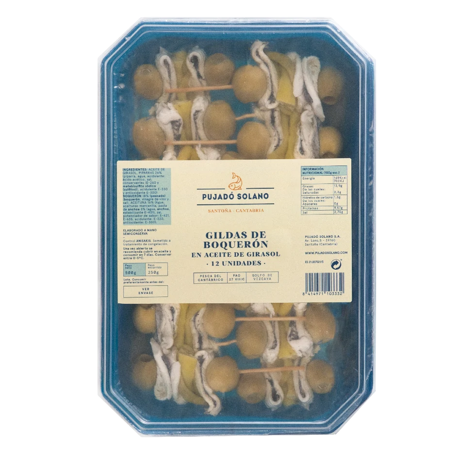 Tarrina de Gildas de Boquerón del Cantábrico (12 Piezas, 500 g)