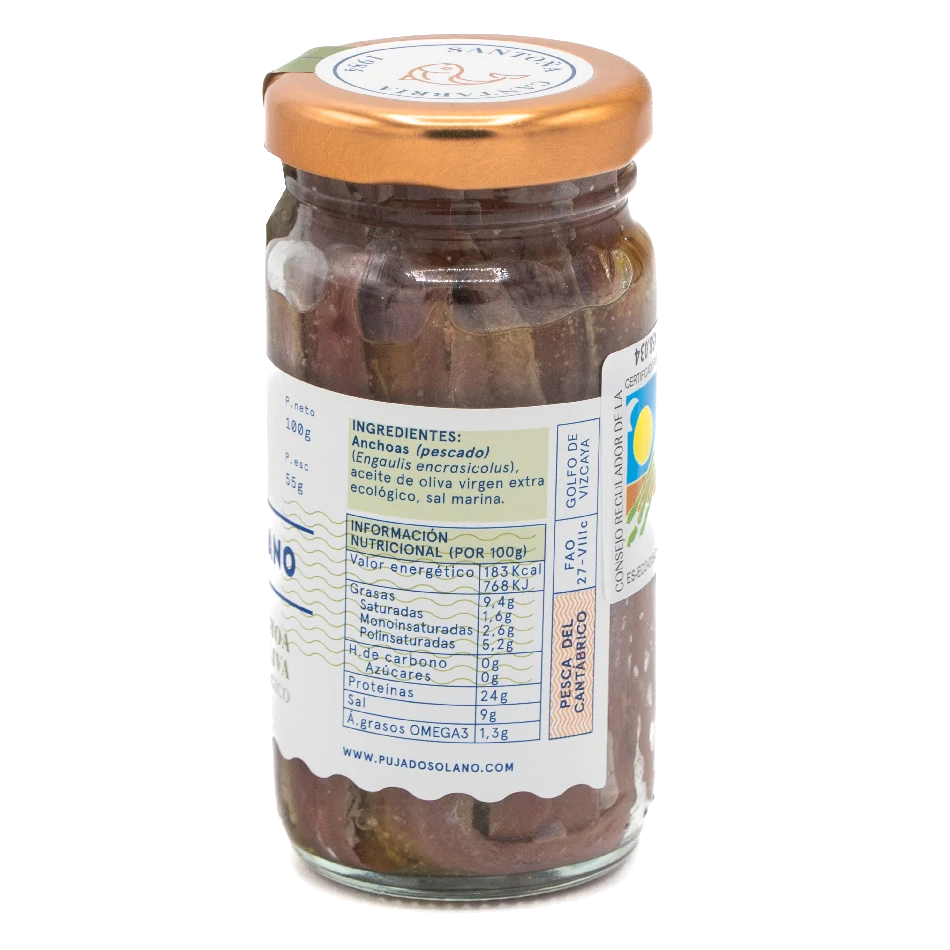 Tarro de Anchoas del Cantábrico en AOVE Ecológico (100 g) - Imagen 2