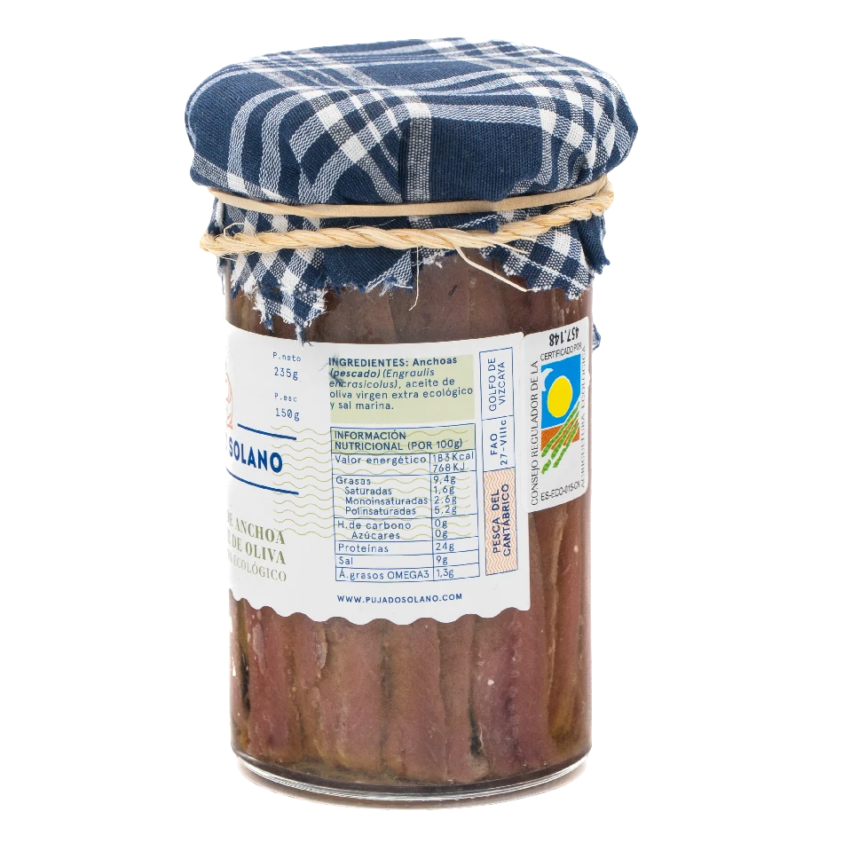 Vaso de Anchoas del Cantábrico en AOVE Ecológico (235 g) - Imagen 2
