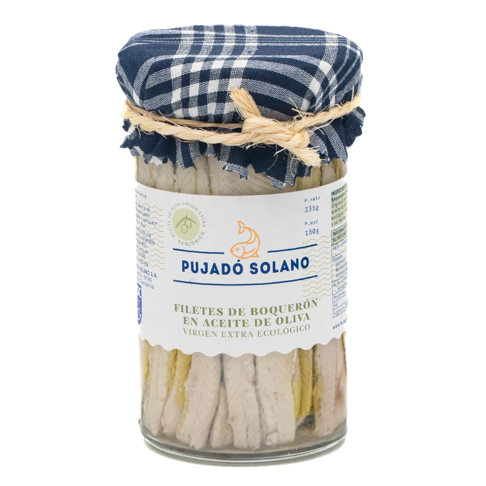 Vaso de Cristal de Boquerones del Cantábrico en AOVE Ecológico (235 g)