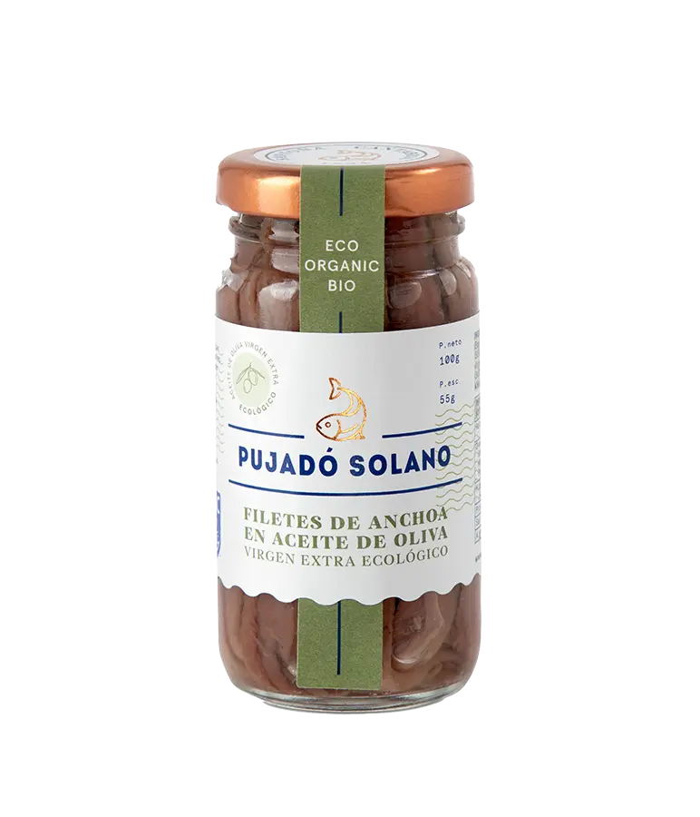Envase de Anchoas del Cantábrico de Costera en Aceite de Oliva Virgen Extra Ecológico Tarro de Cristal 1/8 100 g