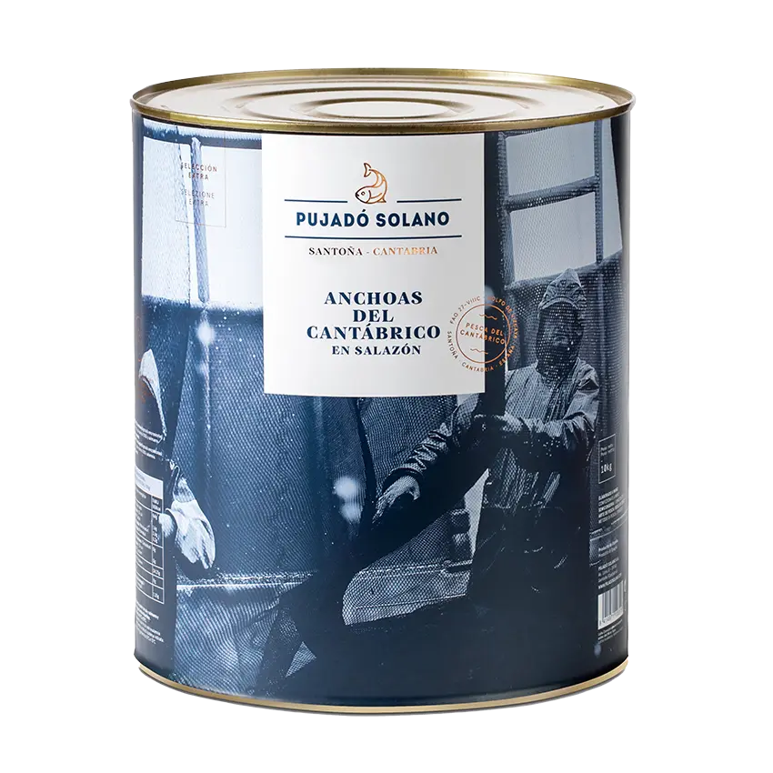 Anchoas del cantábrico de costera en salazón selección extra lata 10 kg