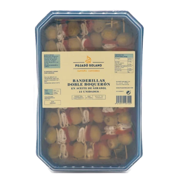 Tarrina de Banderillas de Doble Boquerón del Cantábrico (22 Piezas, 900 g)